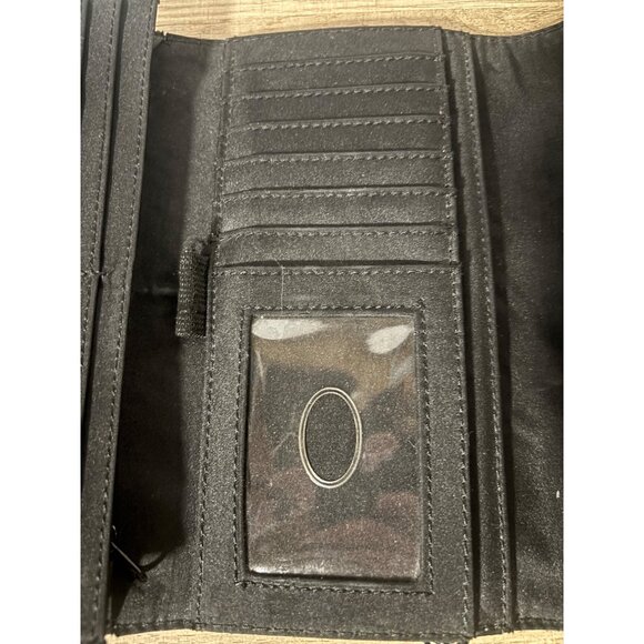 Liz Claiborne Croc Embossed Clutch Wallet Black Faux Leather - Picture 7 of 15